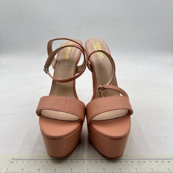 Pazzion Nude Stilettos Super High Heels Open Toe Platform Ankle Strap Sandals - Picture 3 of 8